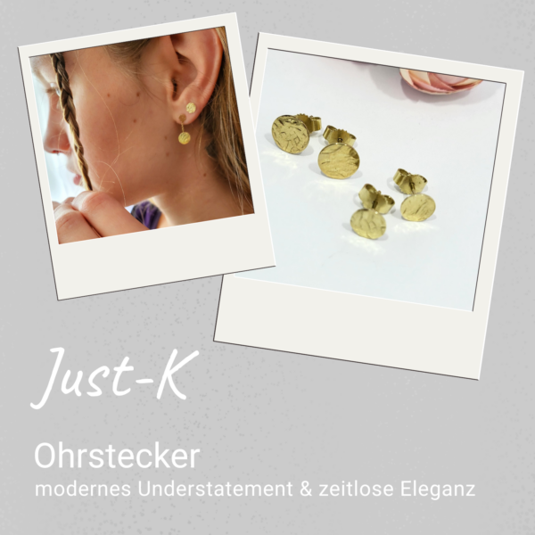 Just K zeitlose Ohrstecker Silber Gold Rotgold strukturierte Oberfläche