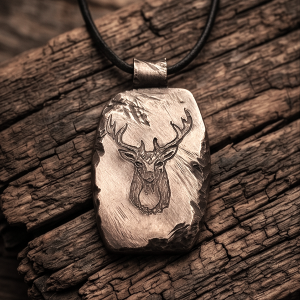 Hirsch Anhänger Herren Silber – Rough Style „Nordwald“ (3)