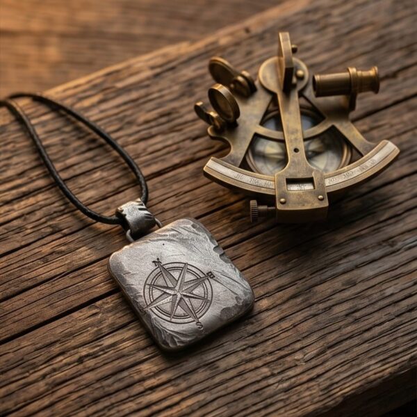Kompass Anhänger Herren Silber – Rough Style „Navigator“ (7)