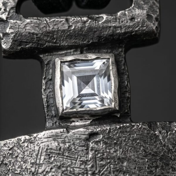 Rough Style Speerspitzen Anhänger – 925 Sterling Silber mit weißem Topas (3)