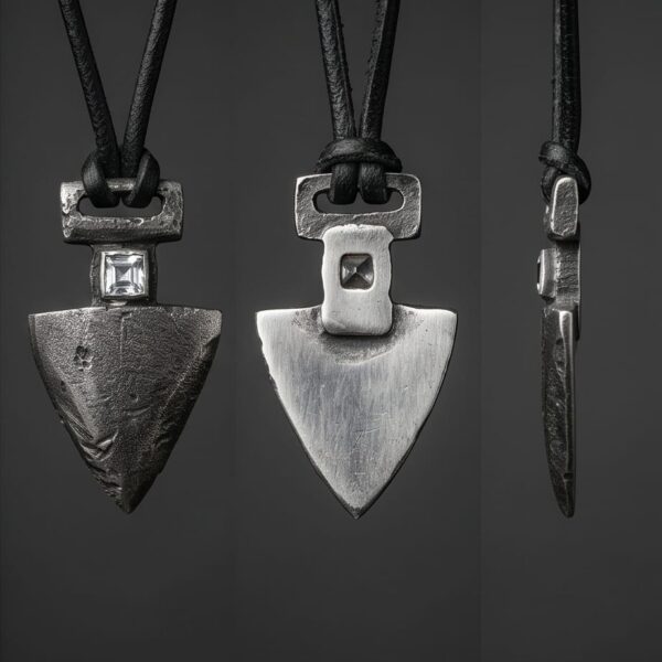 Rough Style Speerspitzen Anhänger – 925 Sterling Silber mit weißem Topas (4)