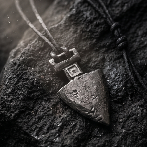 Rough Style Speerspitzen-Anhänger – 925 Sterling Silber mit weißem Topas Herren Anhänger Silber Speerspitze