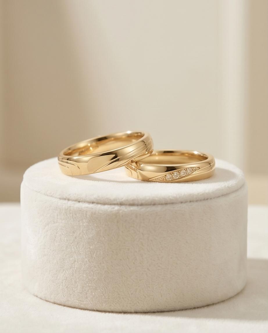 Eheringe Gold 585 Brilliant schlicht handgemacht (9)