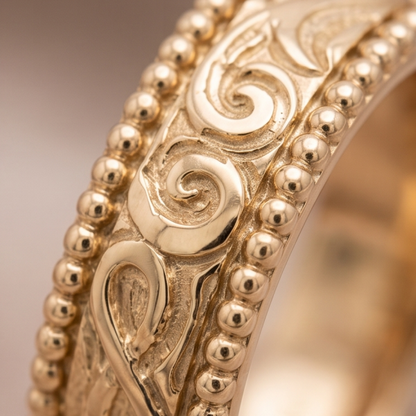 Eheringe Rotgold 585 florale Muster handgemacht (8)