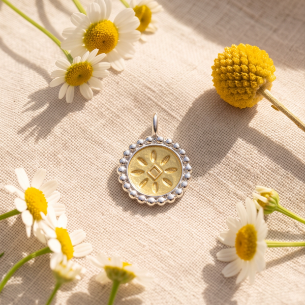 Sunny Filigraner Anhänger für Kette mit Sonnenmotiv bicolor (2)