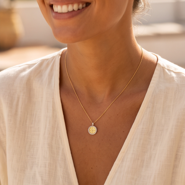 Sunny Filigraner Anhänger für Kette mit Sonnenmotiv bicolor (3)