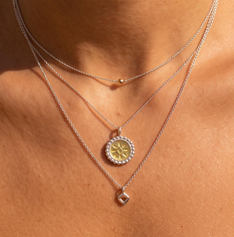 Sunny Filigraner Anhänger für Kette mit Sonnenmotiv bicolor (4)